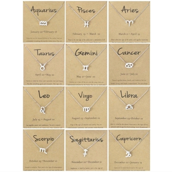 Jewelry - NWT Zodiac Sign Pendant Necklace in Silver